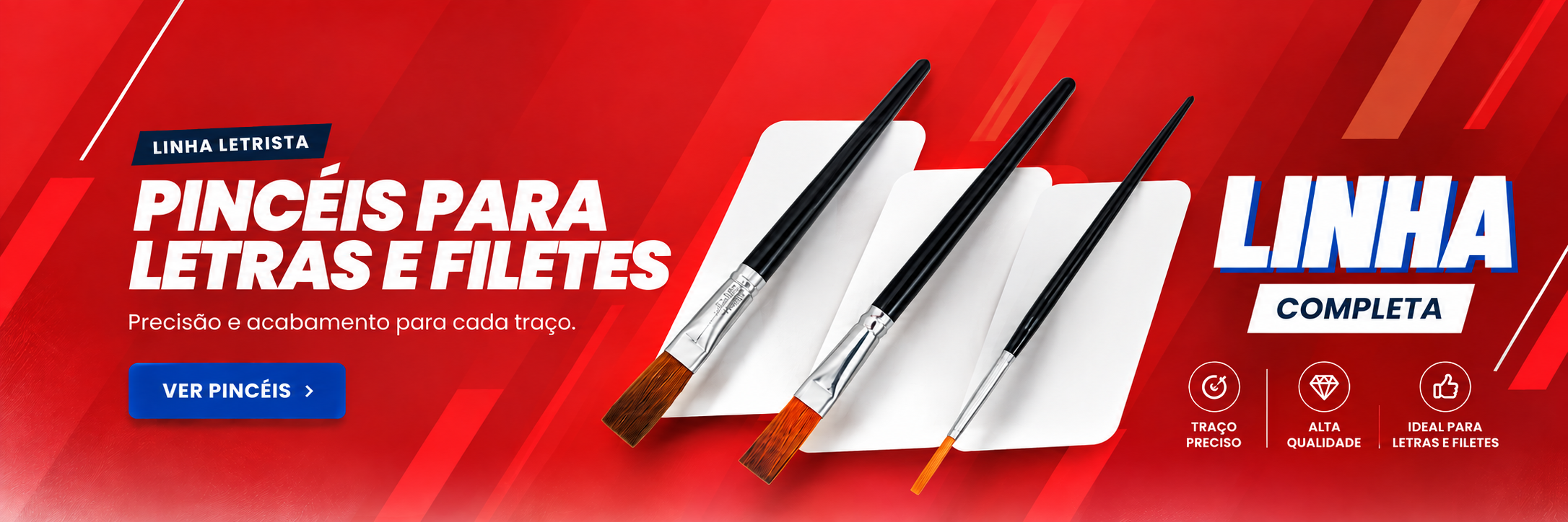 Pincéis para letras, filetes e caligrafia em linha completa